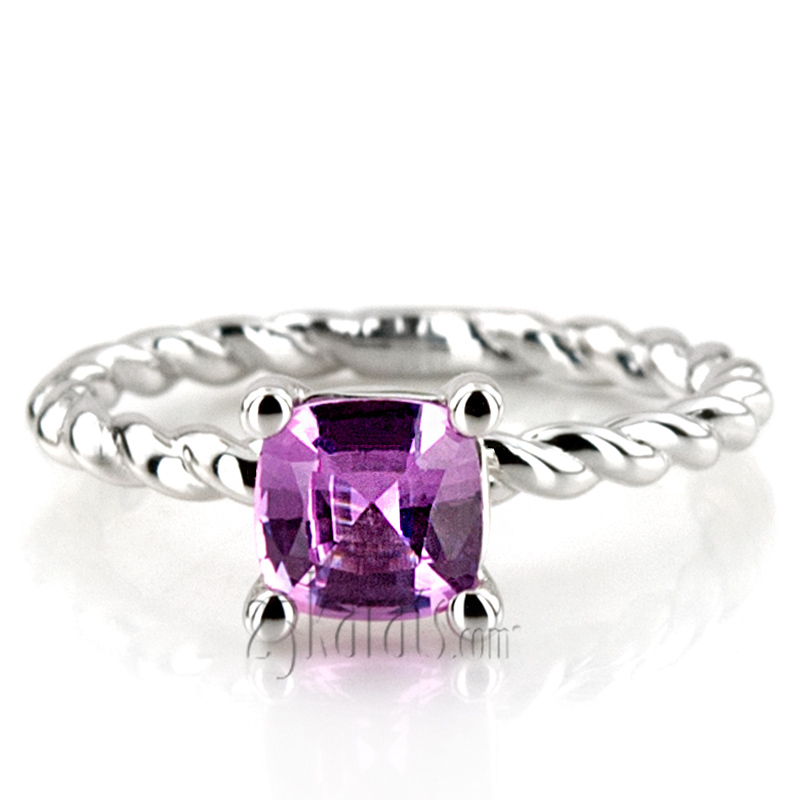 18K white gold Wire Shank Contemporary Solitaire Engagement Ring - alternate view 8