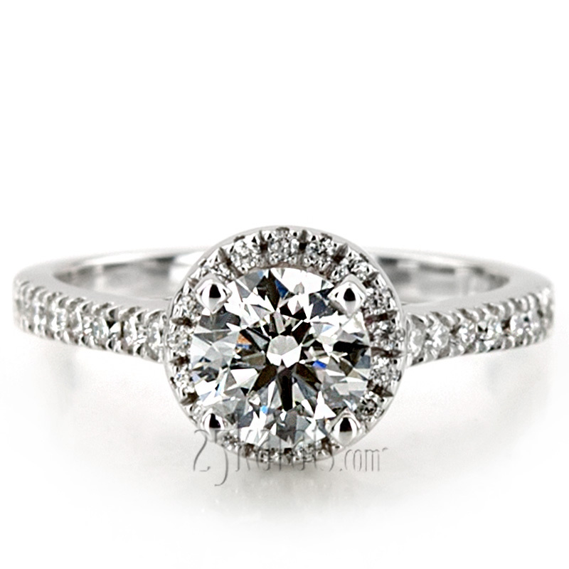 14K white gold Halo Style Split Prong Diamond Engagement Ring ( 0.27 ct. tw. ) - alternate view 7