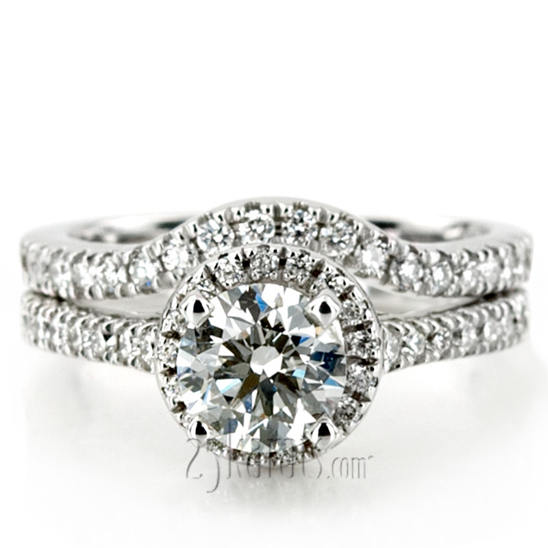 14K white gold Halo Style Split Prong Diamond Engagement Ring ( 0.27 ct. tw. ) - alternate view 8