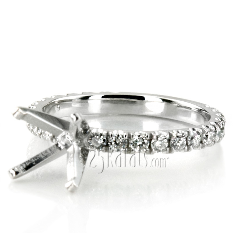 14K white gold Contemporary Micro Pave Set Diamond Engagement Ring (1/2 ct. tw.) - alternate view 7