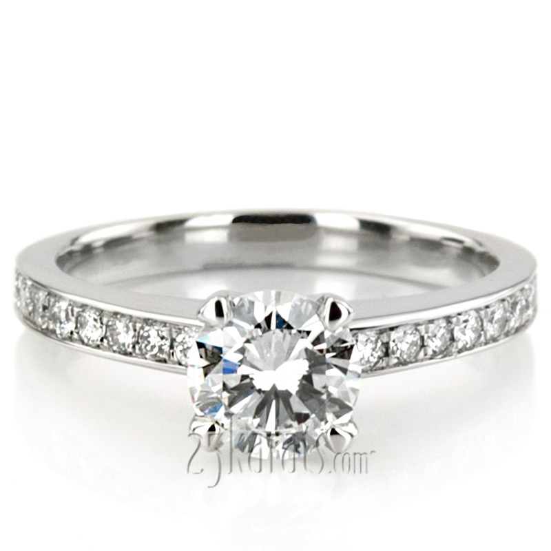14K white gold Low Cathedral Pave Engagement Ring (0.27 ct. tw.) - alternate view 5