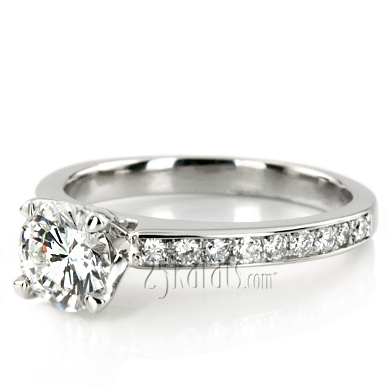 14K white gold Low Cathedral Pave Engagement Ring (0.27 ct. tw.) - alternate view 6