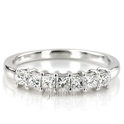 Seven Stone Princess Cut Basket Setting Woman Ring (1/2 ct. tw.) thumbnail 7