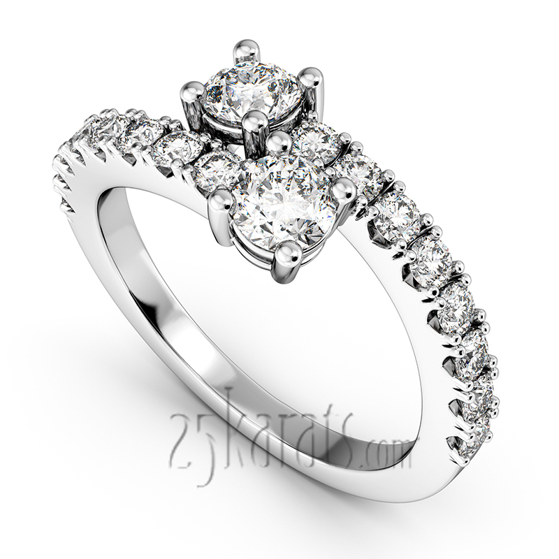 14K white gold "You & Me" Two Stone Diamond Ring (1.06 ct. tw.) - main view