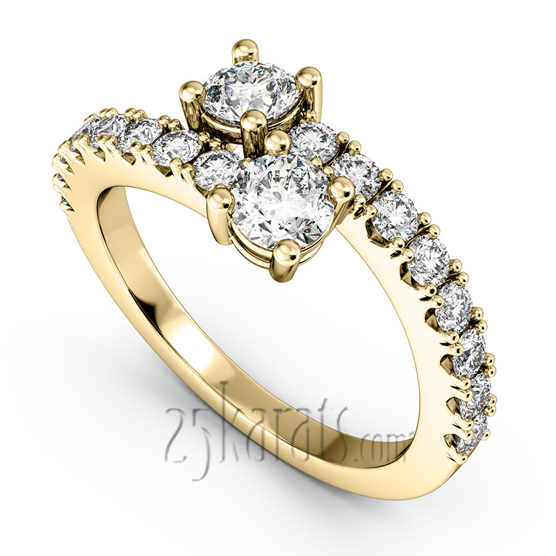 14K white gold "You & Me" Two Stone Diamond Ring (1.06 ct. tw.) - alternate view 2