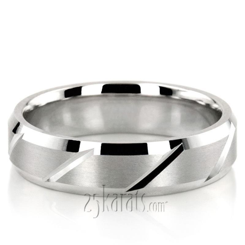 Extravagant Angled Cut Fancy Design Wedding Band  - view 2
