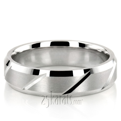 Extravagant Angled Cut Fancy Design Wedding Band  - view 2 thumbnail