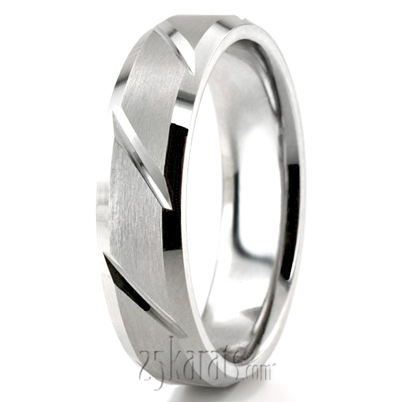 Extravagant Angled Cut Fancy Design Wedding Band  - view 3