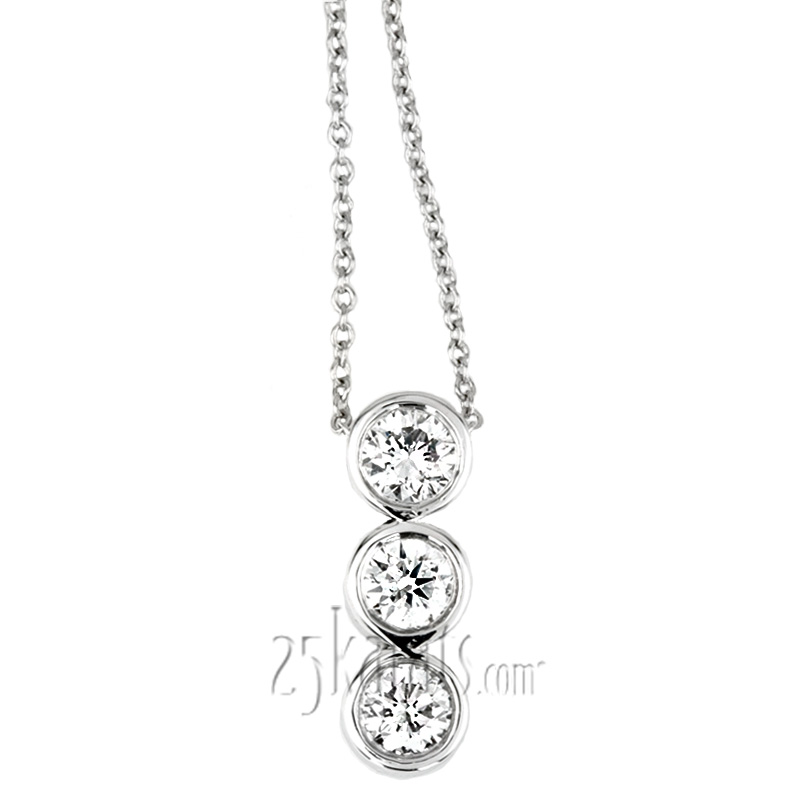 0.75 ct. Three Stone Diamond Journey Pendant - view 3