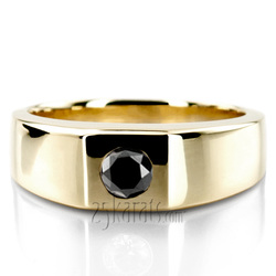 Round Cut Bezel Set Solitaire Black Diamond Mens Ring (1/4 ct.)