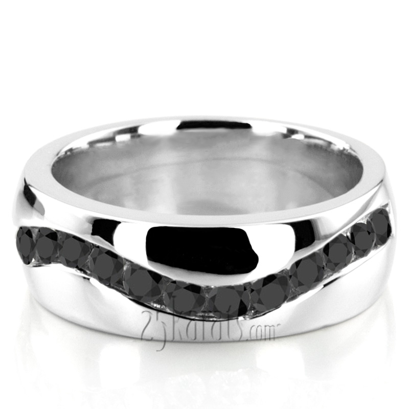 Curve Channel Set Black Diamond Man Ring (1.00ct. t.w.)