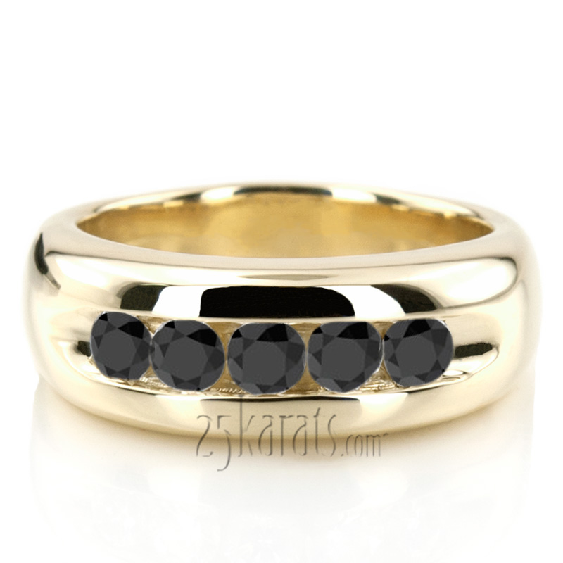 Five Stone Channel Set Men Black Diamond Ring (1.00ct. t.w.)