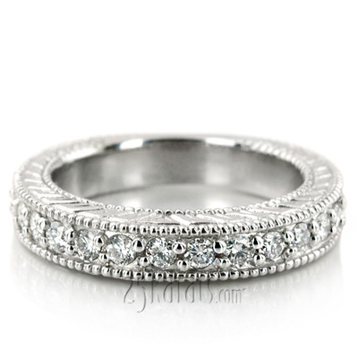 Prong Set Milgrain Edge Antique Diamond Bridal Ring (0.39 ct. tw.) thumbnail 4