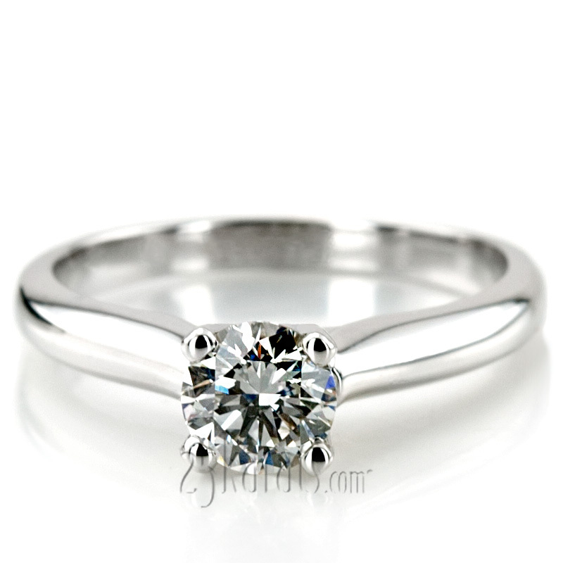 18K white gold Cathedral Style Solitaire Diamond Engagement Ring - alternate view 6