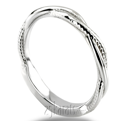Rope and Shiny Design Ladies Wedding Band thumbnail 3