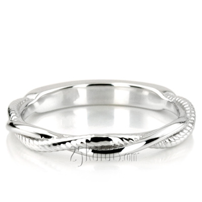 Rope and Shiny Design Ladies Wedding Band thumbnail 5