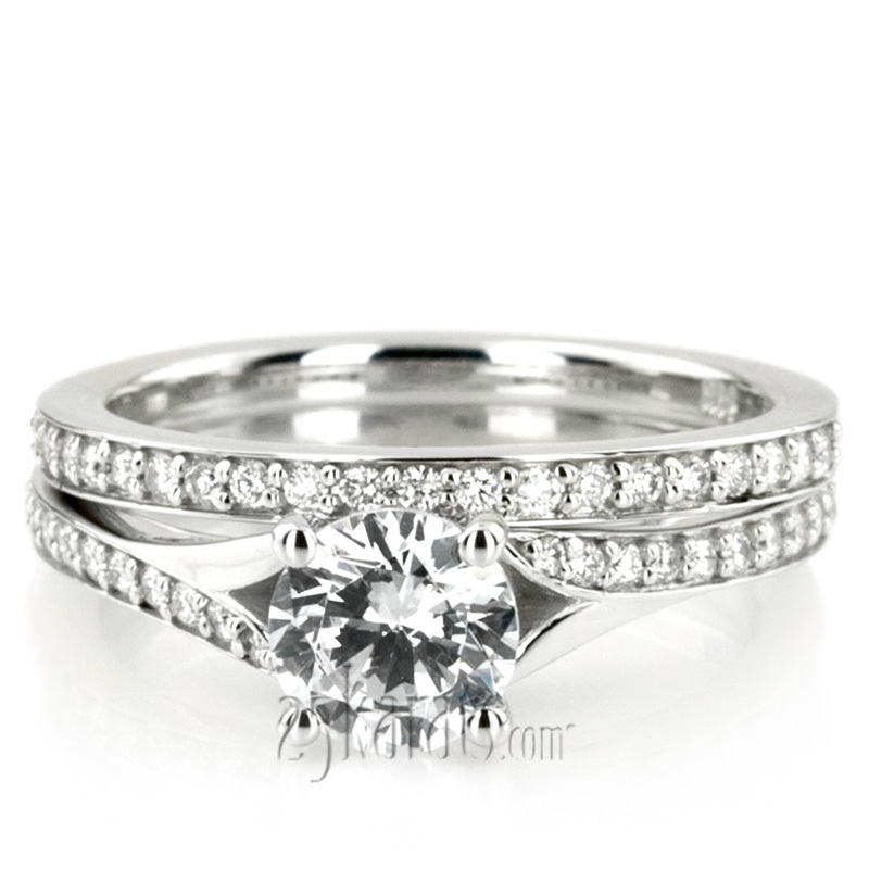 14K white gold Contemporary Bypass Diamond Engagement Ring Setting (1/4 ct. tw.) - main view