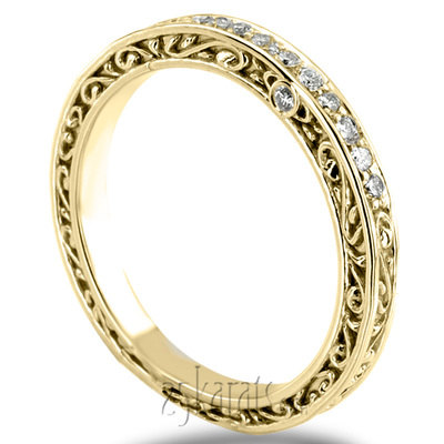 Vintage Scroll Design Ladies Diamond Wedding Band thumbnail 4