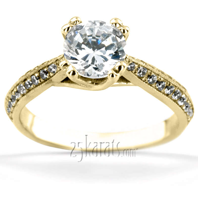 18K white gold Double Prong Trellis Knife Edge Pave Engagement Ring (0.35ct. tw) - alternate view 2