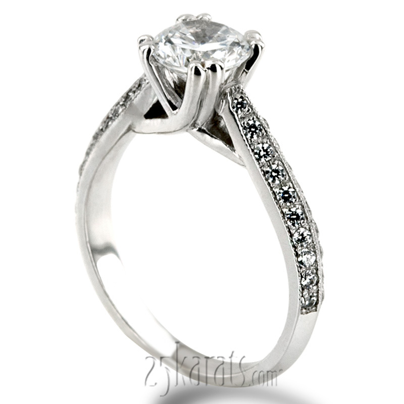 18K white gold Double Prong Trellis Knife Edge Pave Engagement Ring (0.35ct. tw) - alternate view 3