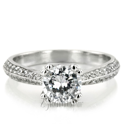 Double Prong Trellis Knife Edge Pave Engagement Ring (0.35ct. tw)