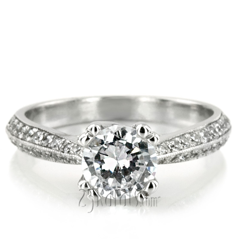 18K white gold Double Prong Trellis Knife Edge Pave Engagement Ring (0.35ct. tw) - alternate view 4