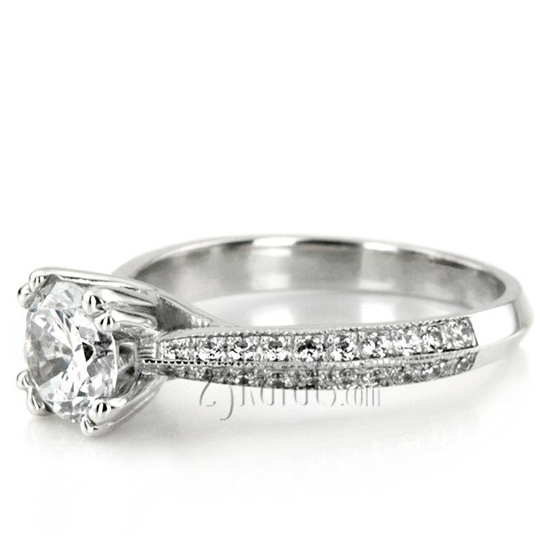 18K white gold Double Prong Trellis Knife Edge Pave Engagement Ring (0.35ct. tw) - alternate view 5