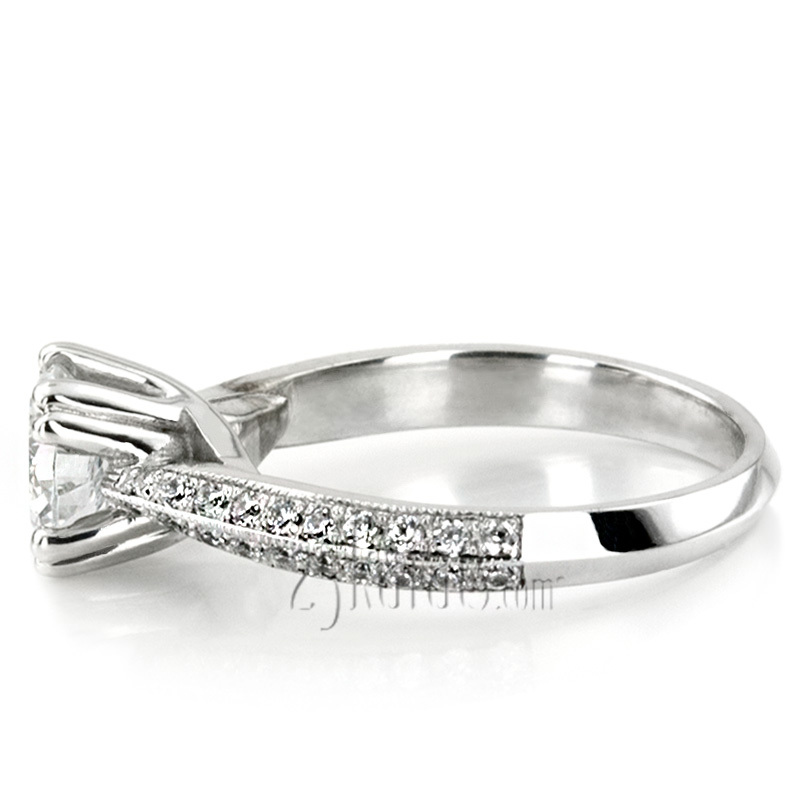 18K white gold Double Prong Trellis Knife Edge Pave Engagement Ring (0.35ct. tw) - alternate view 6