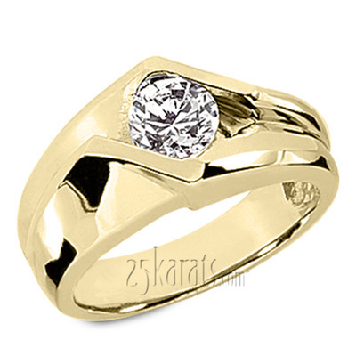 Dazzling Bar Set Round Diamond Solitaire Men's Ring (1.25ct) thumbnail 2