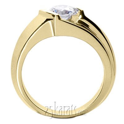 Dazzling Bar Set Round Diamond Solitaire Men's Ring (1.25ct) thumbnail 4