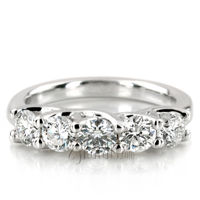 Low Set Trellis Setting 5-Stone Round Shank Anniversary Ring (1 1/4 ct. tw.) thumbnail 7