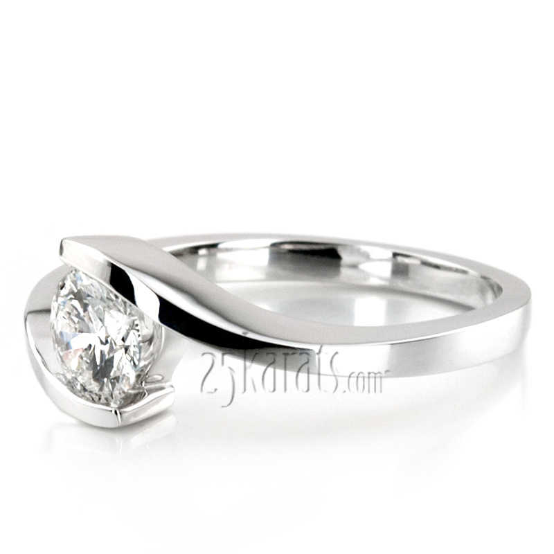 14K white gold Round Cut Tension Set Solitaire Engagement Ring - alternate view 7