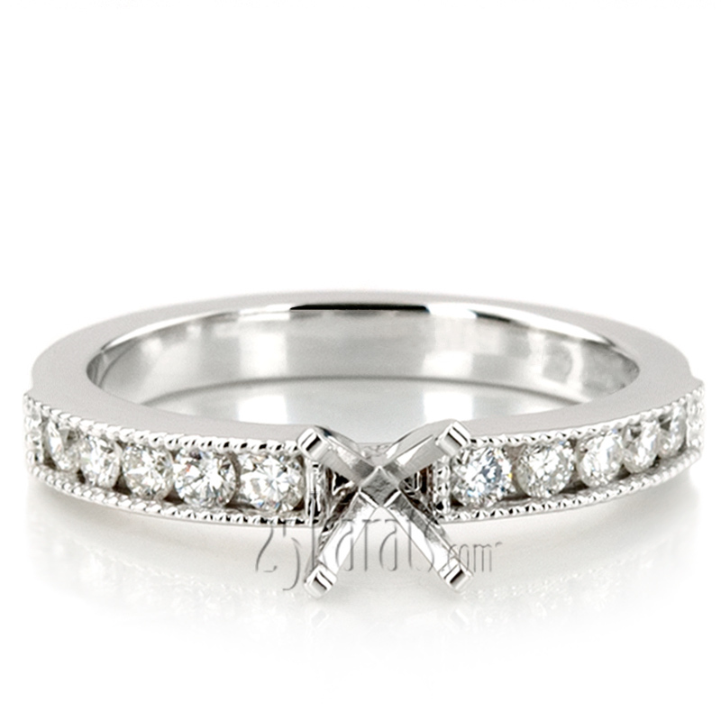 18K white gold Milgrain Edge Channel Set Diamond Bridal Ring (0.50 t.c.w.) - alternate view 4