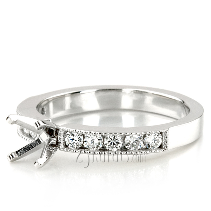 18K white gold Milgrain Edge Channel Set Diamond Bridal Ring (0.50 t.c.w.) - alternate view 5