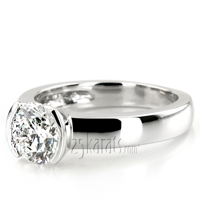 14K white gold Half Bezel Set Solitaire Engagement Ring 1 - alternate view 6
