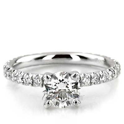 Contemporary Scalloped  Micro Pave Set Diamond Engagement Ring(1/3 ct. tw.) thumbnail 7