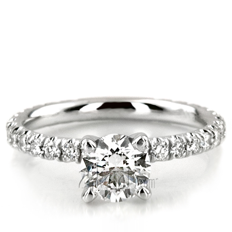 14K white gold Contemporary Scalloped Micro Pave Set Diamond Engagement Ring(1/3 ct. tw.) - alternate view 7