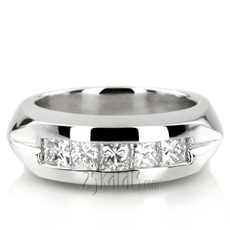 14K white gold 0.85 ct. tw. Channel Set Diamond Men's Ring - alternate view 5