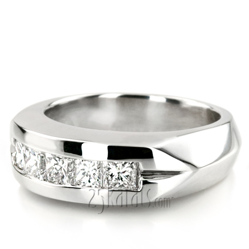 14K white gold 0.85 ct. tw. Channel Set Diamond Men's Ring - alternate view 6