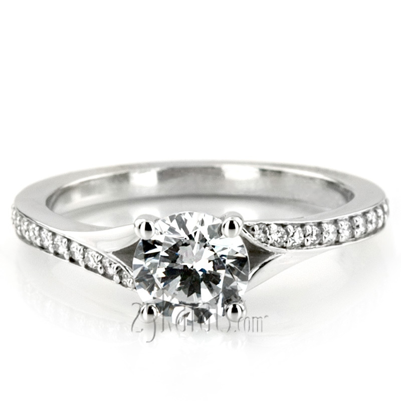 14K white gold Contemporary Bypass Diamond Engagement Ring Setting (1/4 ct. tw.) - alternate view 2