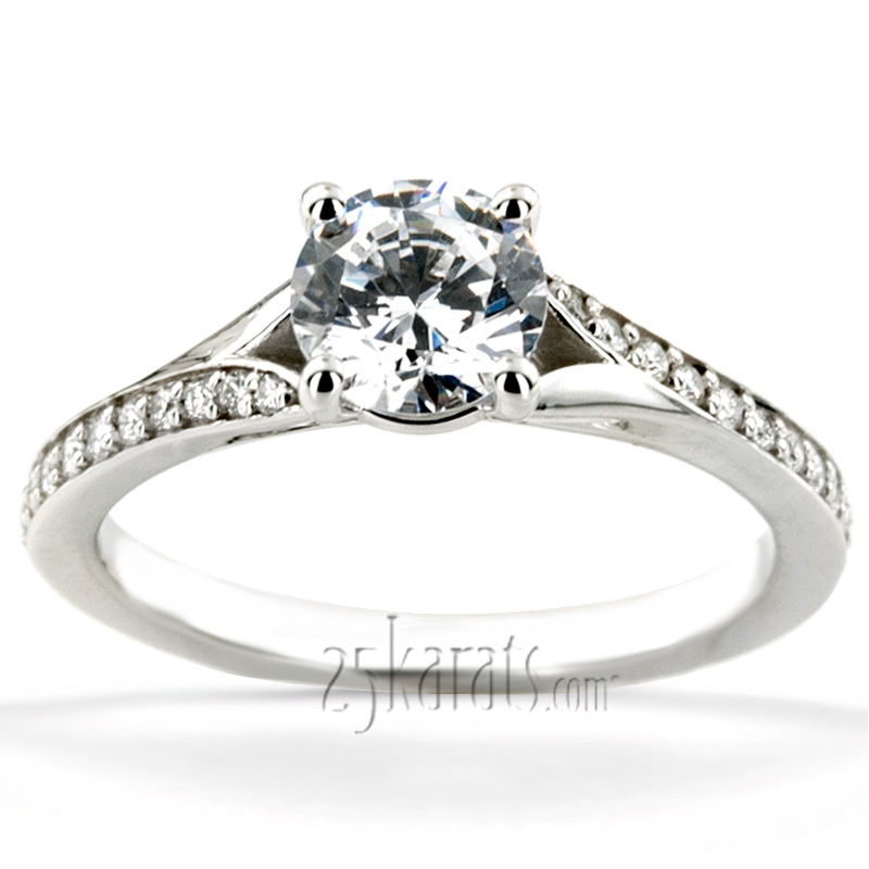 14K white gold Contemporary Bypass Diamond Engagement Ring Setting (1/4 ct. tw.) - alternate view 5