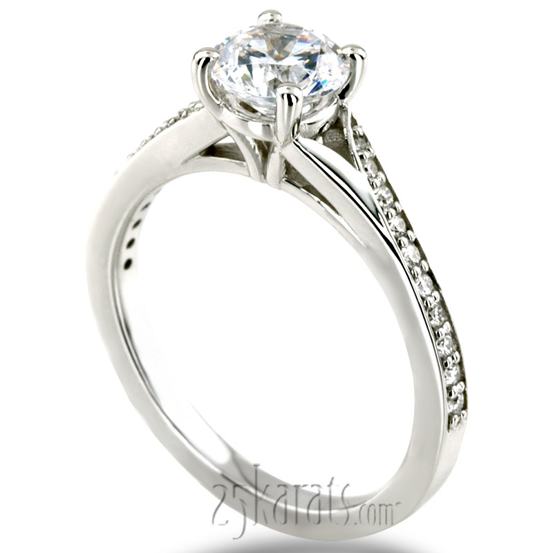 14K white gold Contemporary Bypass Diamond Engagement Ring Setting (1/4 ct. tw.) - alternate view 6