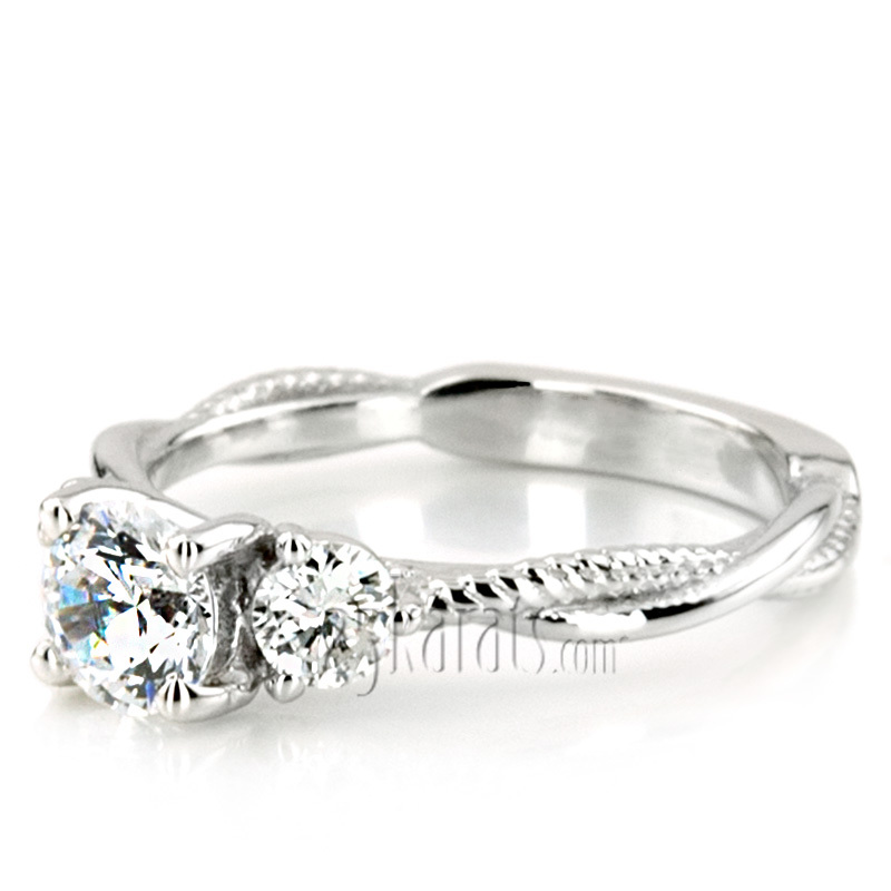14K white gold Twisted Shank Three Stone Diamond Engagement Ring (1/3ct. tw.) - alternate view 3