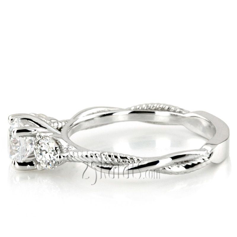 14K white gold Twisted Shank Three Stone Diamond Engagement Ring (1/3ct. tw.) - alternate view 4
