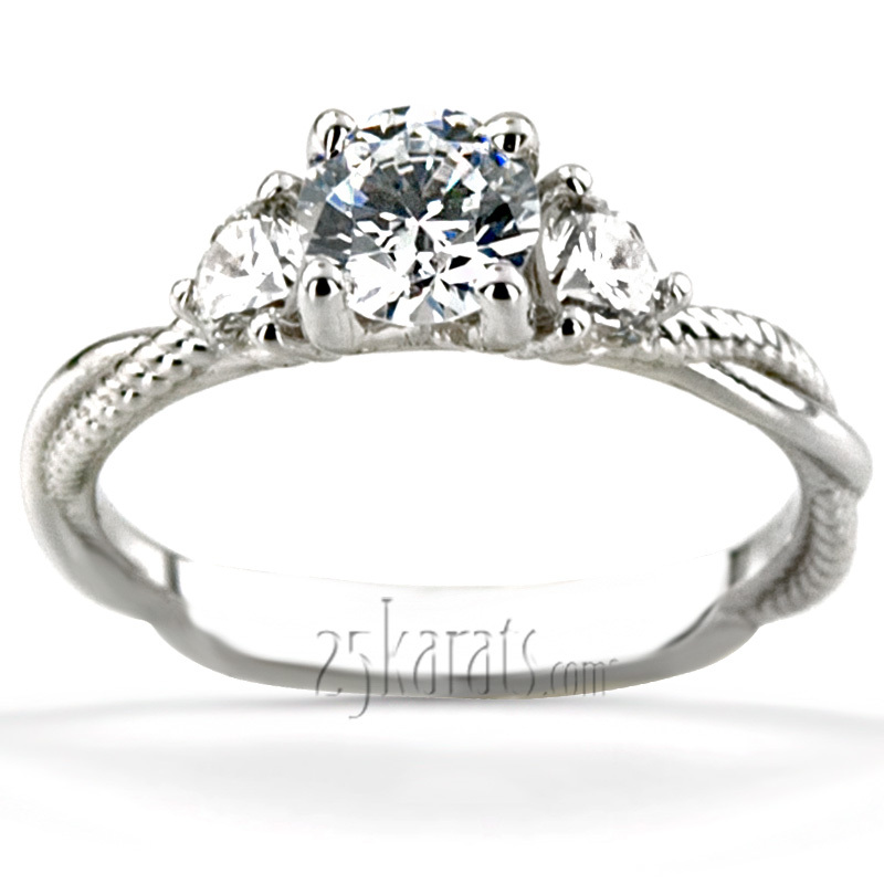 14K white gold Twisted Shank Three Stone Diamond Engagement Ring (1/3ct. tw.) - alternate view 5