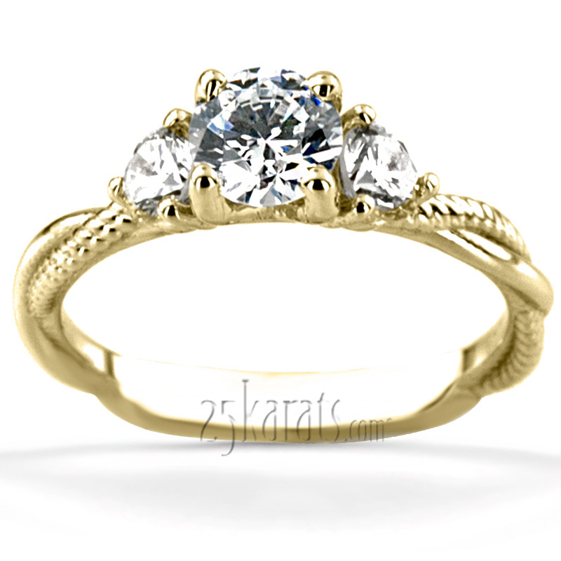 14K white gold Twisted Shank Three Stone Diamond Engagement Ring (1/3ct. tw.) - alternate view 6
