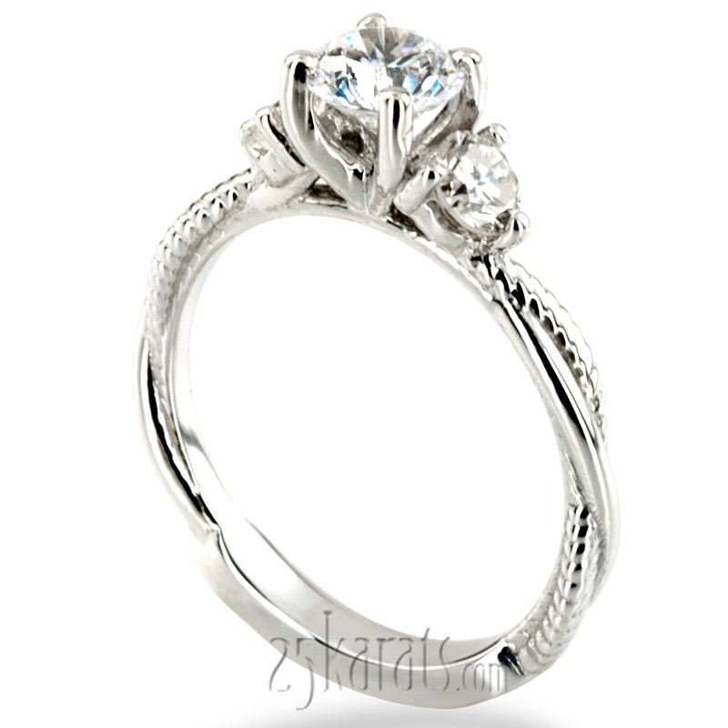 14K white gold Twisted Shank Three Stone Diamond Engagement Ring (1/3ct. tw.) - alternate view 7