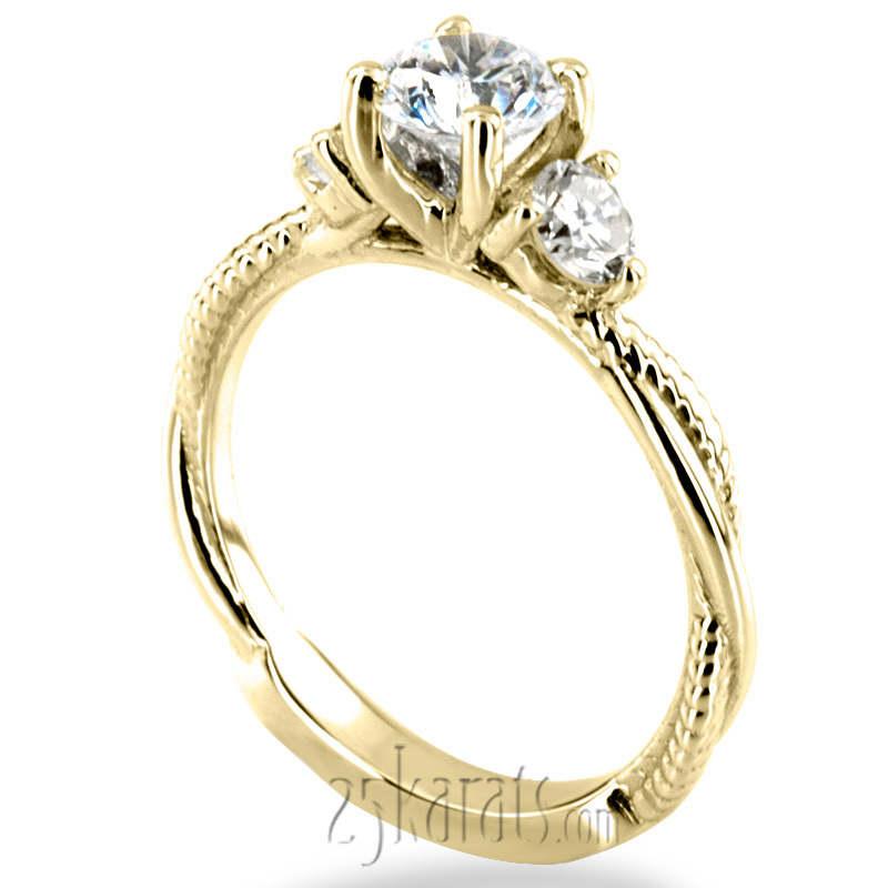 14K white gold Twisted Shank Three Stone Diamond Engagement Ring (1/3ct. tw.) - alternate view 8