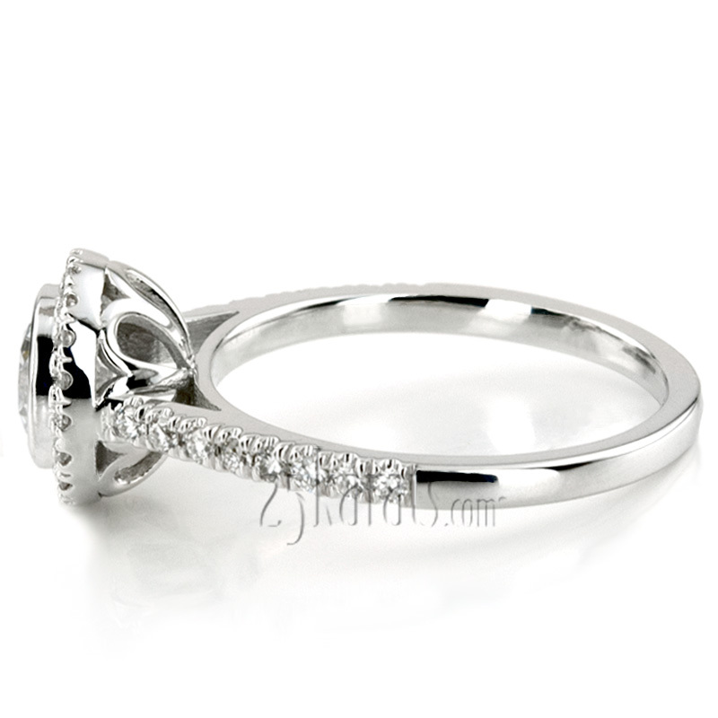 14K white gold Dazzling Bezel Set Micro Pave Diamond Engagement Ring - alternate view 3