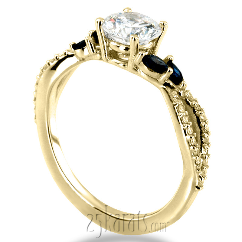 14K white gold Marquise Sapphire Accented Diamond Engagement Ring - alternate view 7